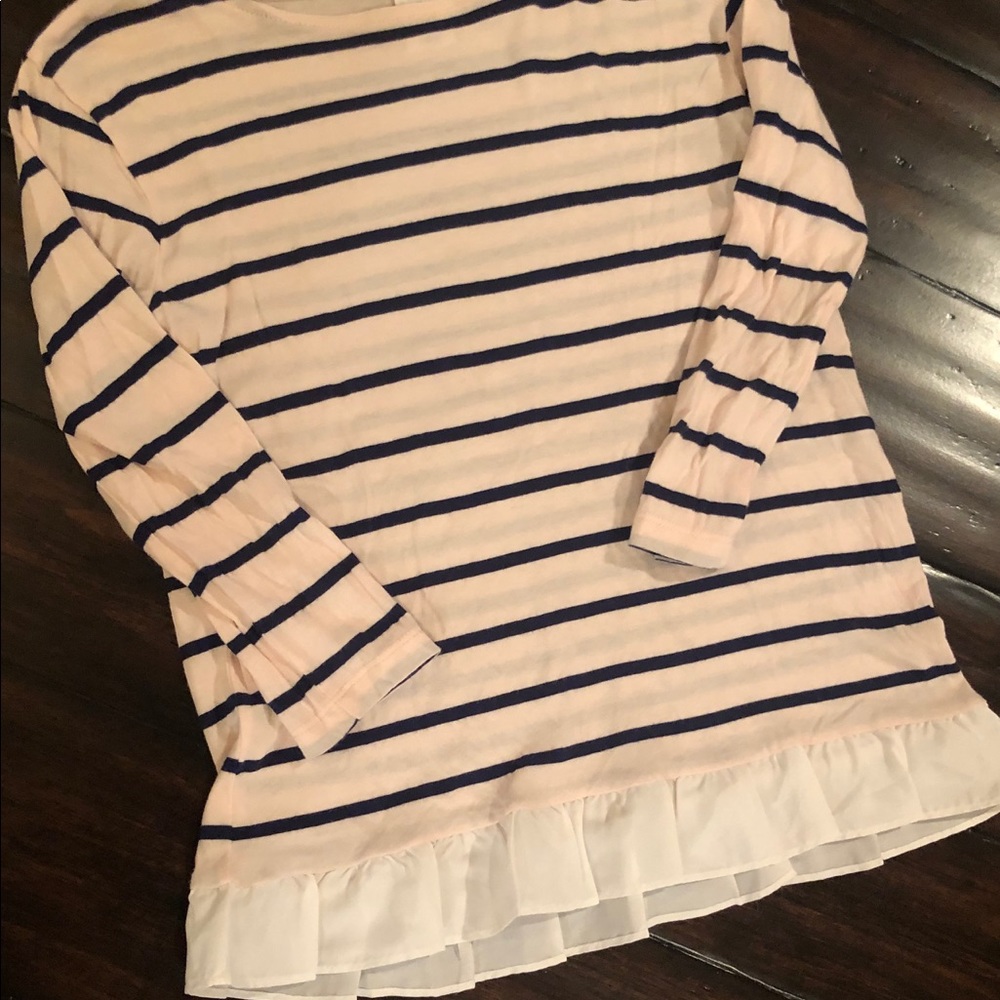J Crew/Crewcuts lightweight LS T-shirt w/ ruffle